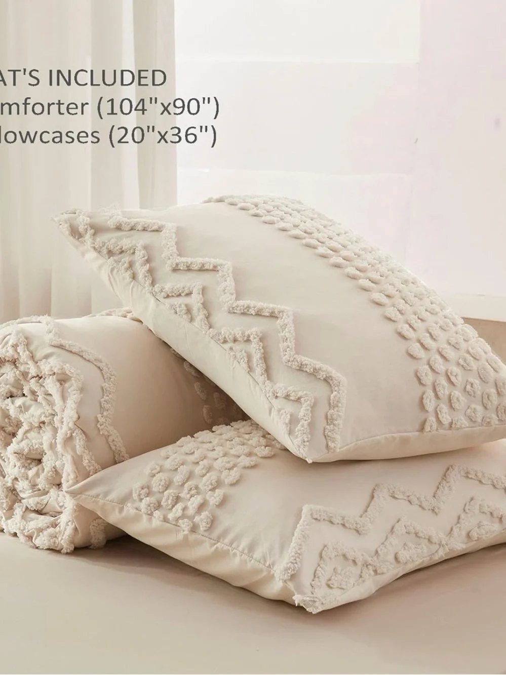 Textured BABY BEIGE Comforter Set - Cozy Neutral Bedding NEW